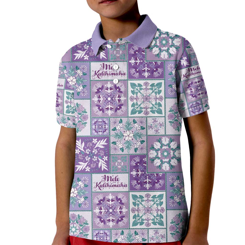 Mele Kalikimaka Hawaii Christmas Kid Polo Shirt Poni Seamless Floral Motif - Polynesian Pride
