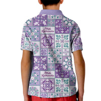 Mele Kalikimaka Hawaii Christmas Kid Polo Shirt Poni Seamless Floral Motif - Polynesian Pride