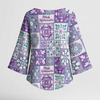 Mele Kalikimaka Hawaii Christmas Kimono Sleeve Blouse Poni Seamless Floral Motif - Polynesian Pride