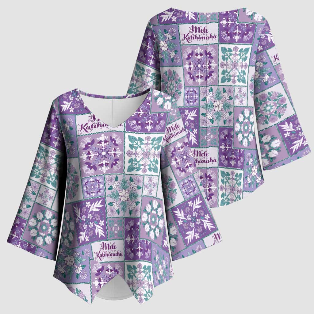 Mele Kalikimaka Hawaii Christmas Kimono Sleeve Blouse Poni Seamless Floral Motif - Polynesian Pride