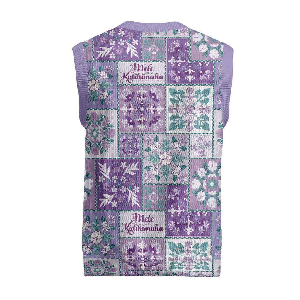 Mele Kalikimaka Hawaii Christmas Knitted V-Neck Vest Poni Seamless Floral Motif - Polynesian Pride