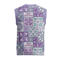 Mele Kalikimaka Hawaii Christmas Knitted V-Neck Vest Poni Seamless Floral Motif - Polynesian Pride
