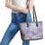 Mele Kalikimaka Hawaii Christmas Leather Tote Bag Poni Seamless Floral Motif - Polynesian Pride
