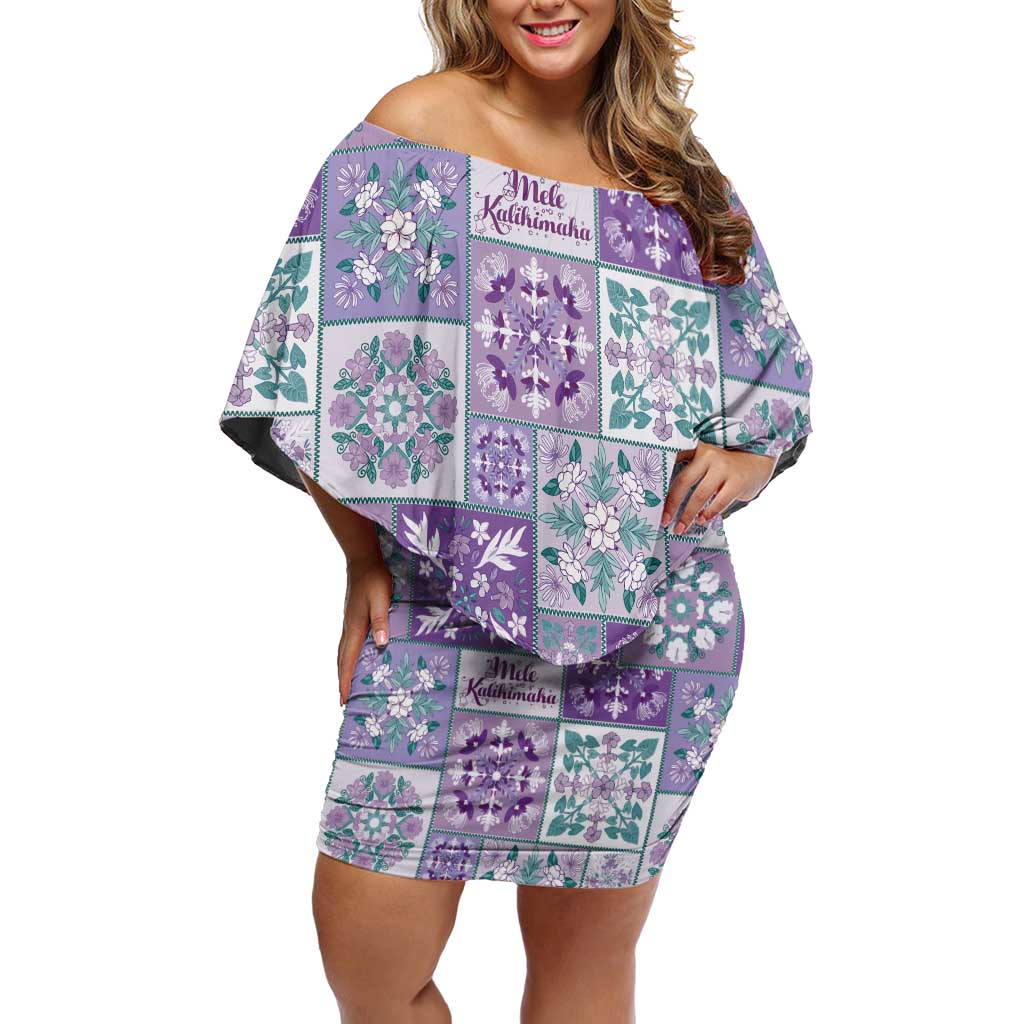 Mele Kalikimaka Hawaii Christmas Off Shoulder Short Dress Poni Seamless Floral Motif - Polynesian Pride