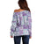 Mele Kalikimaka Hawaii Christmas Off Shoulder Sweater Poni Seamless Floral Motif - Polynesian Pride