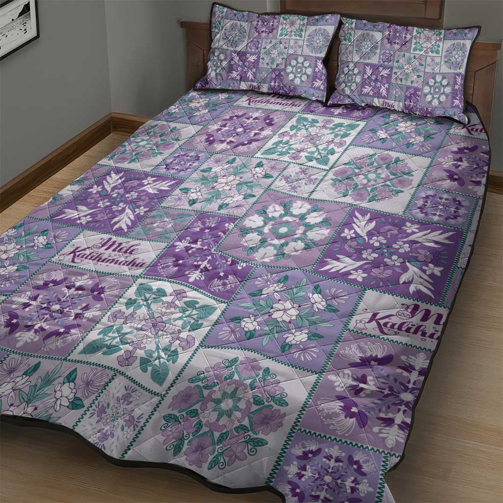 Mele Kalikimaka Hawaii Christmas Quilt Bed Set Poni Seamless Floral Motif - Polynesian Pride