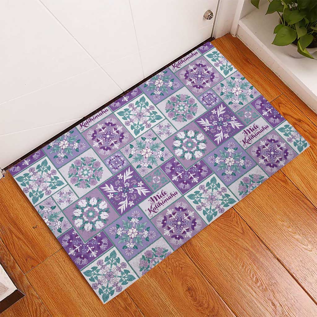 Mele Kalikimaka Hawaii Christmas Rubber Doormat Poni Seamless Floral Motif - Polynesian Pride