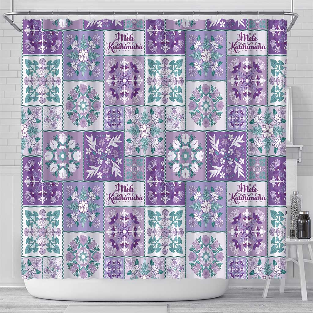Mele Kalikimaka Hawaii Christmas Shower Curtain Poni Seamless Floral Motif - Polynesian Pride
