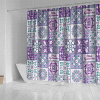 Mele Kalikimaka Hawaii Christmas Shower Curtain Poni Seamless Floral Motif - Polynesian Pride
