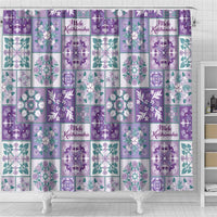 Mele Kalikimaka Hawaii Christmas Shower Curtain Poni Seamless Floral Motif - Polynesian Pride