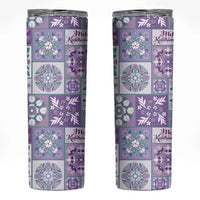 Mele Kalikimaka Hawaii Christmas Skinny Tumbler Poni Seamless Floral Motif - Polynesian Pride