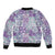 Mele Kalikimaka Hawaii Christmas Sleeve Zip Bomber Jacket Poni Seamless Floral Motif - Polynesian Pride
