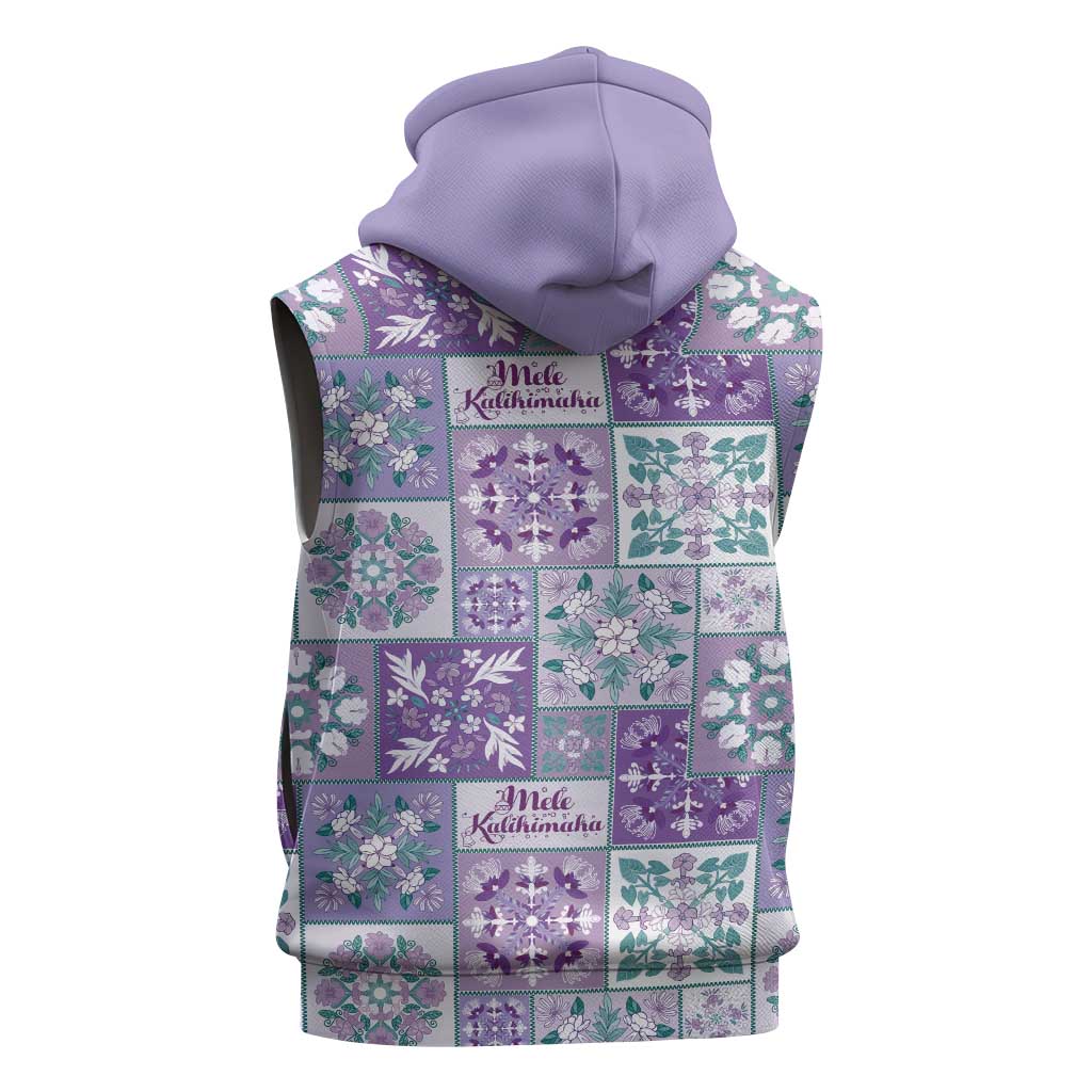 Mele Kalikimaka Hawaii Christmas Sleeveless Hoodie Poni Seamless Floral Motif - Polynesian Pride
