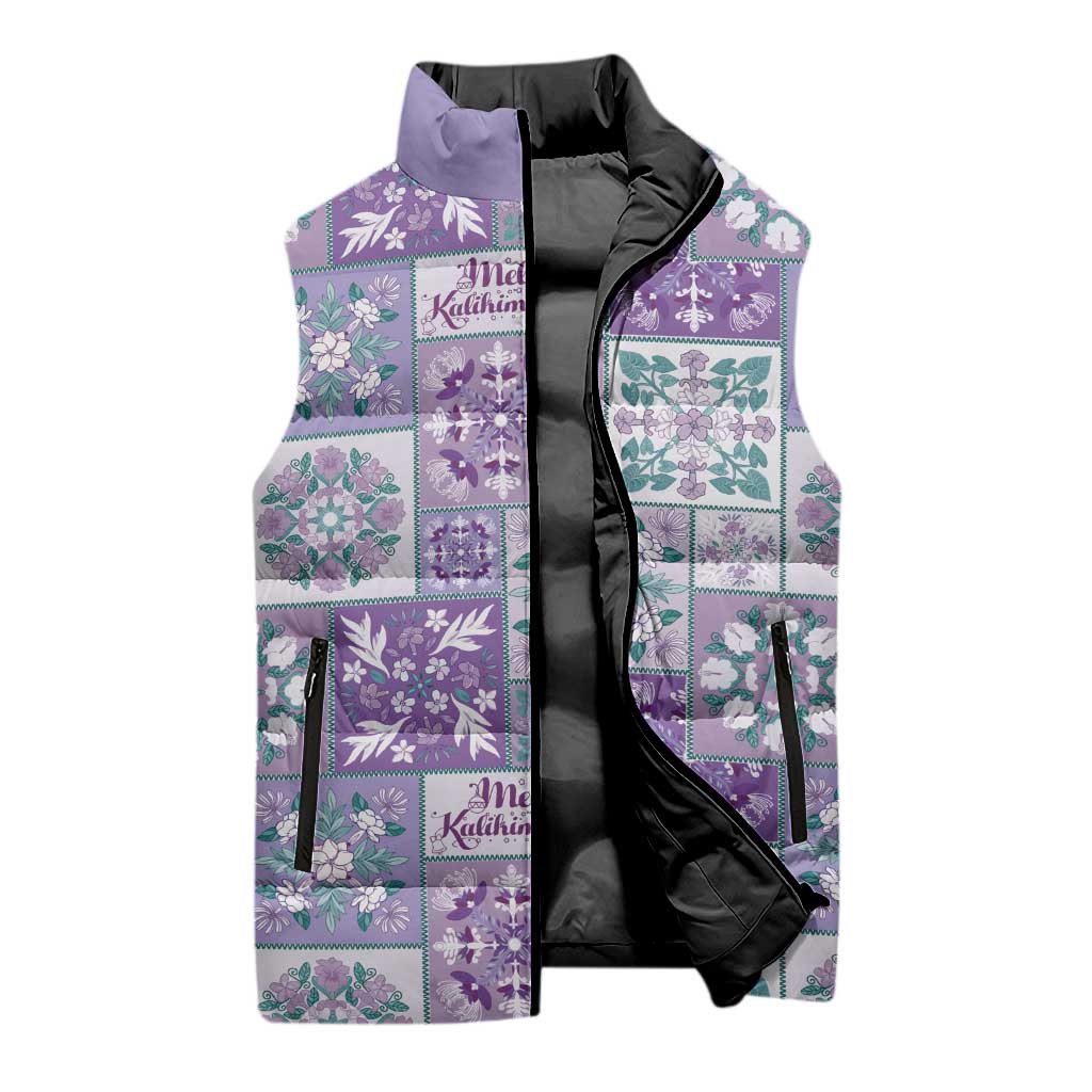 Mele Kalikimaka Hawaii Christmas Sleeveless Puffer Jacket Poni Seamless Floral Motif - Polynesian Pride