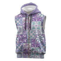 Mele Kalikimaka Hawaii Christmas Sleeveless Zip Hoodie Poni Seamless Floral Motif - Polynesian Pride