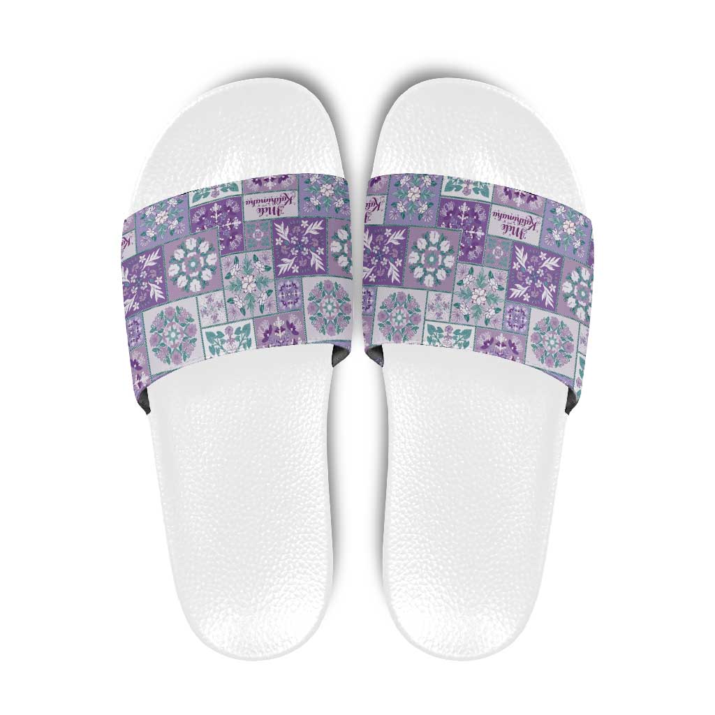 Mele Kalikimaka Hawaii Christmas Slide Sandals Poni Seamless Floral Motif - Polynesian Pride
