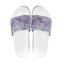 Mele Kalikimaka Hawaii Christmas Slide Sandals Poni Seamless Floral Motif - Polynesian Pride