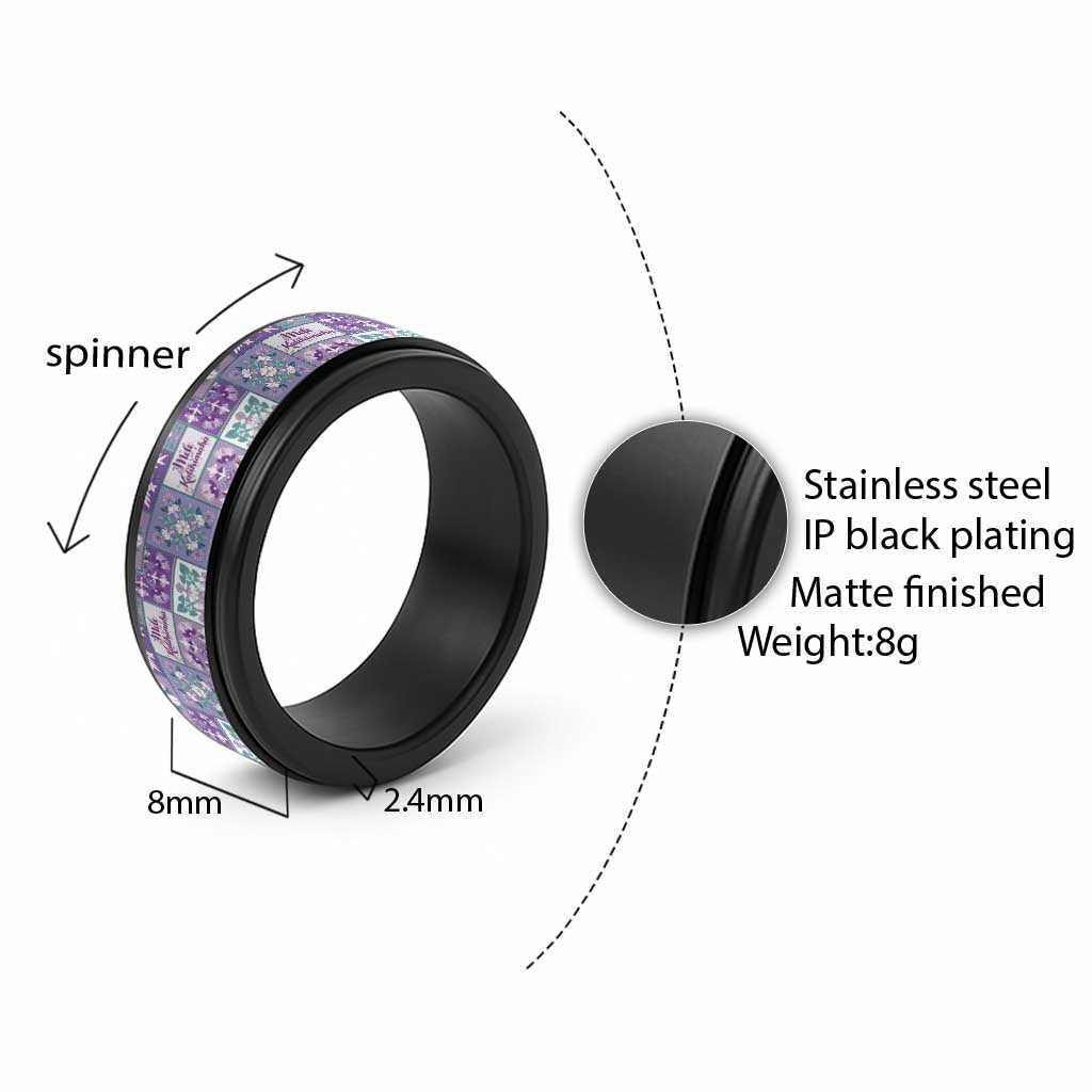 Mele Kalikimaka Hawaii Christmas Spinner Ring Poni Seamless Floral Motif - Polynesian Pride