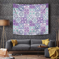 Mele Kalikimaka Hawaii Christmas Tapestry Poni Seamless Floral Motif - Polynesian Pride