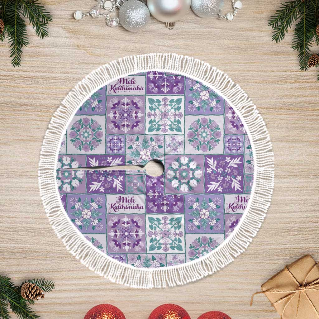 Mele Kalikimaka Hawaii Christmas Tree Skirt Poni Seamless Floral Motif - Polynesian Pride