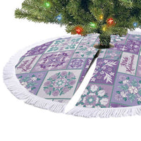 Mele Kalikimaka Hawaii Christmas Tree Skirt Poni Seamless Floral Motif - Polynesian Pride