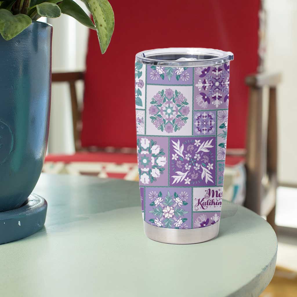 Mele Kalikimaka Hawaii Christmas Tumbler Cup Poni Seamless Floral Motif - Polynesian Pride