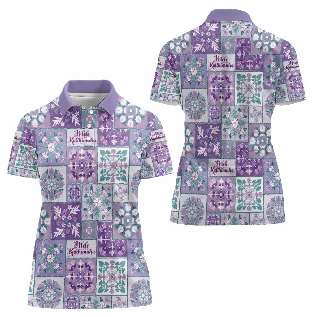 Mele Kalikimaka Hawaii Christmas Women Polo Shirt Poni Seamless Floral Motif - Polynesian Pride