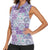 Mele Kalikimaka Hawaii Christmas Women Sleeveless Polo Shirt Poni Seamless Floral Motif - Polynesian Pride
