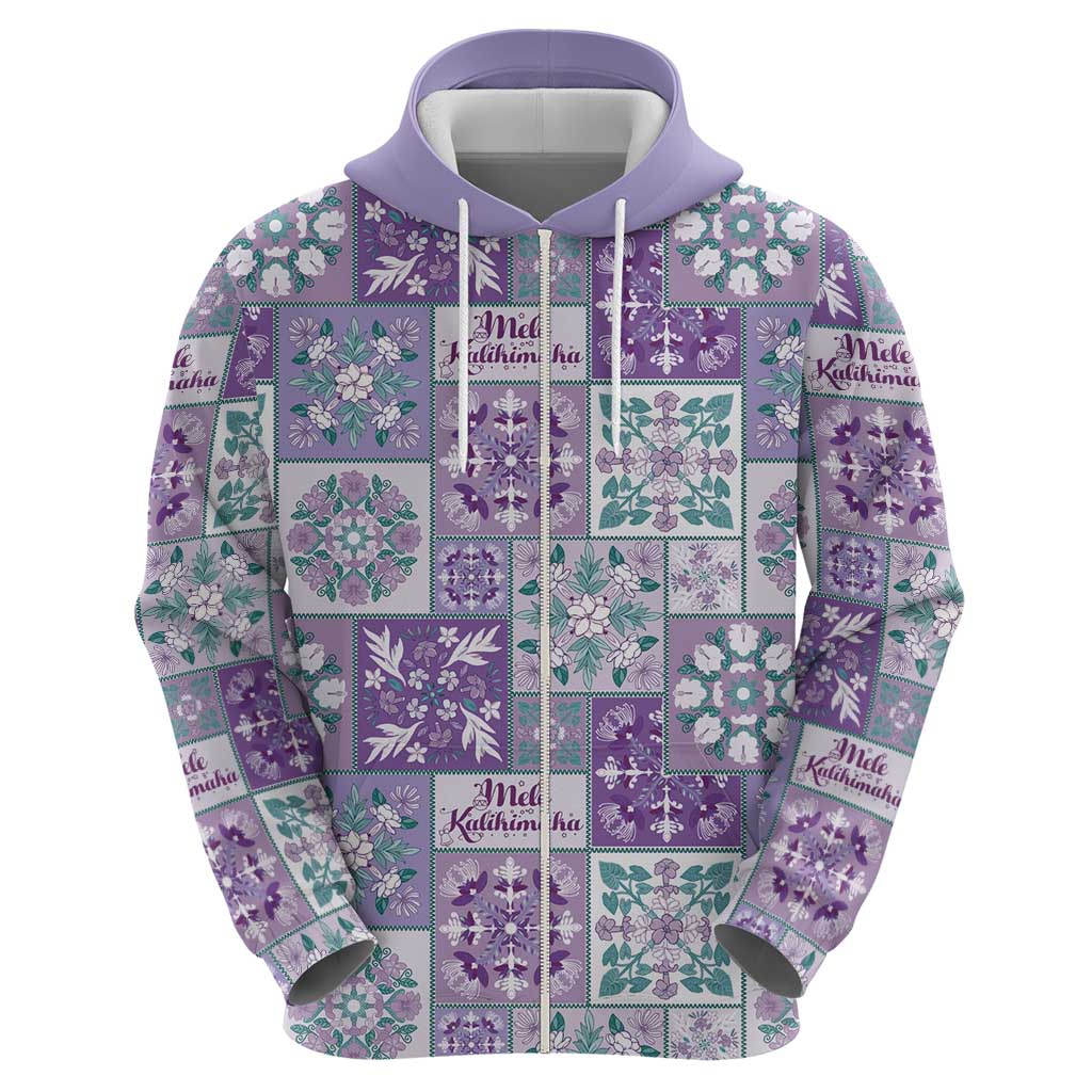 Mele Kalikimaka Hawaii Christmas Zip Hoodie Poni Seamless Floral Motif - Polynesian Pride