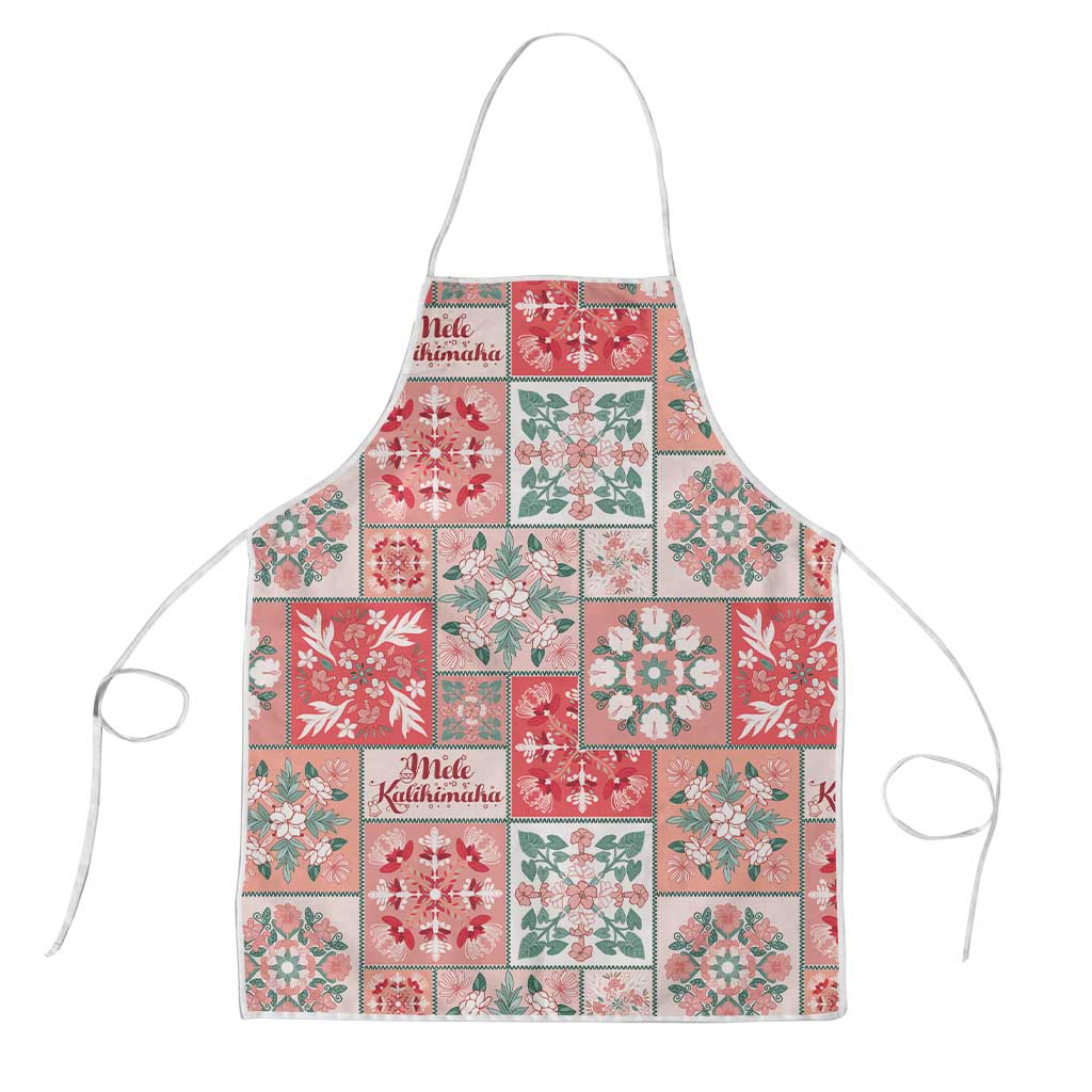Mele Kalikimaka Hawaii Christmas Apron Ulaula Seamless Floral Motif - Polynesian Pride