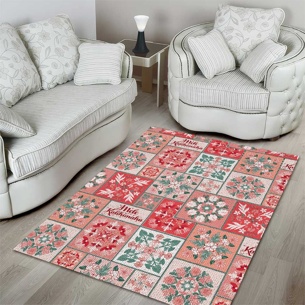 Mele Kalikimaka Hawaii Christmas Area Rug Ulaula Seamless Floral Motif - Polynesian Pride