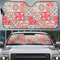 Mele Kalikimaka Hawaii Christmas Auto Sun Shade Ulaula Seamless Floral Motif - Polynesian Pride