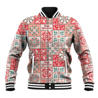 Mele Kalikimaka Hawaii Christmas Baseball Jacket Ulaula Seamless Floral Motif - Polynesian Pride