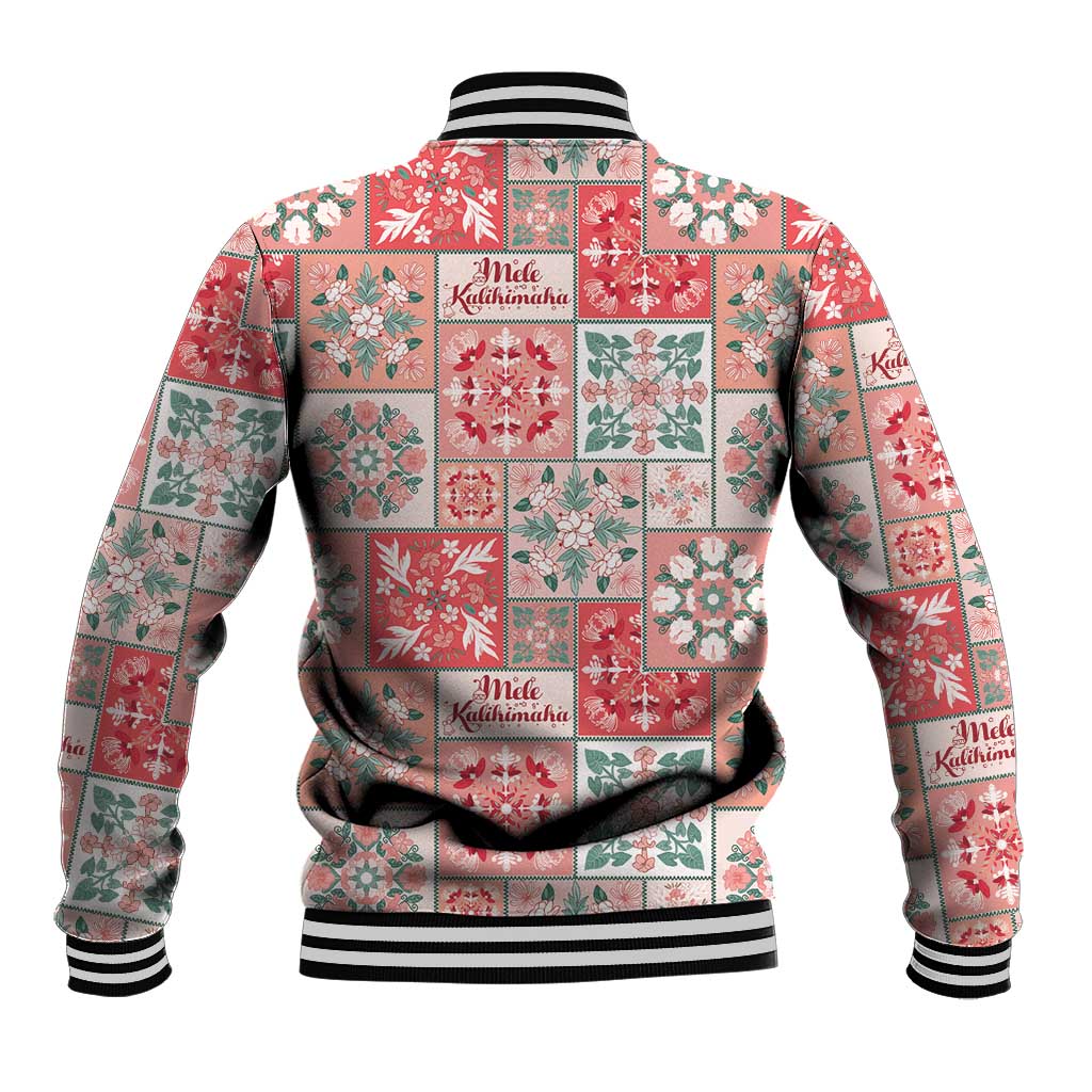 Mele Kalikimaka Hawaii Christmas Baseball Jacket Ulaula Seamless Floral Motif - Polynesian Pride