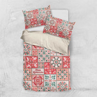 Mele Kalikimaka Hawaii Christmas Bedding Set Ulaula Seamless Floral Motif - Polynesian Pride