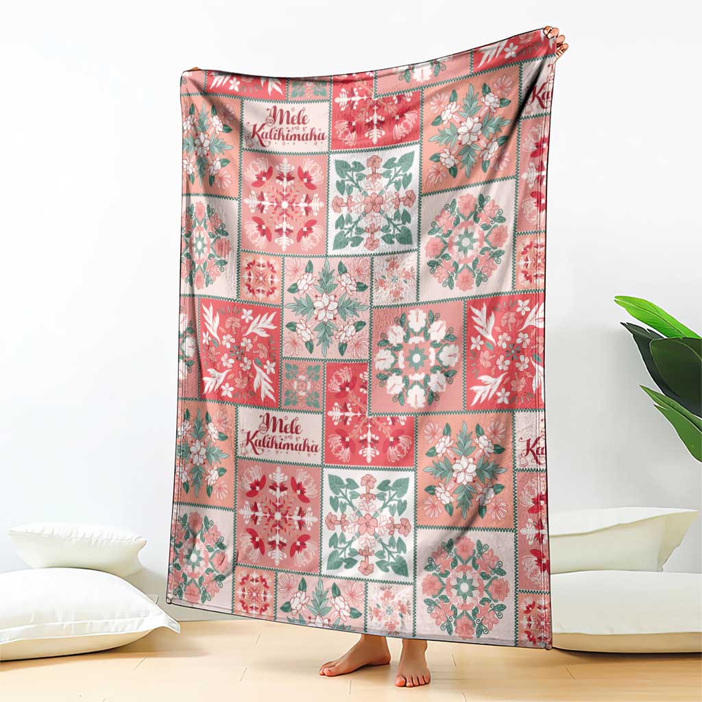 Mele Kalikimaka Hawaii Christmas Blanket Ulaula Seamless Floral Motif - Polynesian Pride