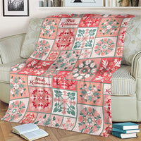 Mele Kalikimaka Hawaii Christmas Blanket Ulaula Seamless Floral Motif - Polynesian Pride