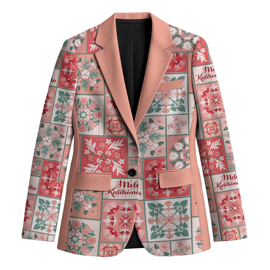 Mele Kalikimaka Hawaii Christmas Blazer Ulaula Seamless Floral Motif - Polynesian Pride