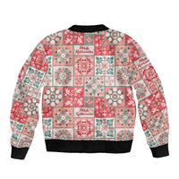 Mele Kalikimaka Hawaii Christmas Bomber Jacket Ulaula Seamless Floral Motif - Polynesian Pride