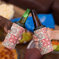 Mele Kalikimaka Hawaii Christmas 4 in 1 Can Cooler Tumbler Ulaula Seamless Floral Motif - Polynesian Pride