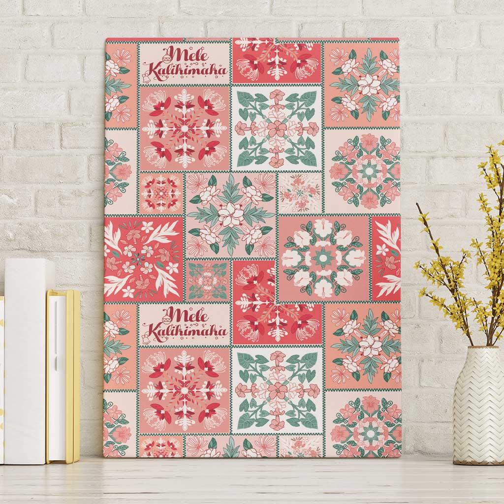 Mele Kalikimaka Hawaii Christmas Canvas Wall Art Ulaula Seamless Floral Motif - Polynesian Pride