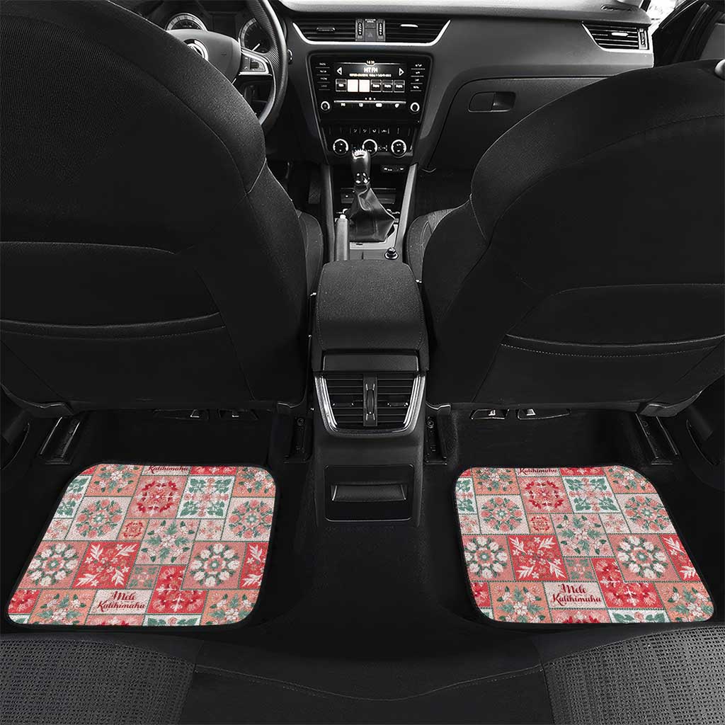Mele Kalikimaka Hawaii Christmas Car Mats Ulaula Seamless Floral Motif - Polynesian Pride
