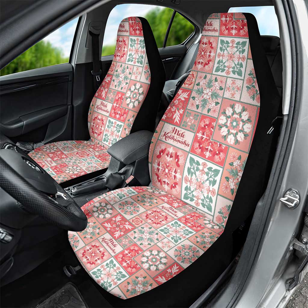 Mele Kalikimaka Hawaii Christmas Car Seat Cover Ulaula Seamless Floral Motif - Polynesian Pride