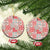 Mele Kalikimaka Hawaii Christmas Ceramic Ornament Ulaula Seamless Floral Motif - Polynesian Pride