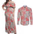 Mele Kalikimaka Hawaii Christmas Couples Matching Off Shoulder Maxi Dress and Long Sleeve Button Shirt Ulaula Seamless Floral Motif - Polynesian Pride