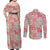Mele Kalikimaka Hawaii Christmas Couples Matching Off Shoulder Maxi Dress and Long Sleeve Button Shirt Ulaula Seamless Floral Motif - Polynesian Pride