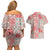 Mele Kalikimaka Hawaii Christmas Couples Matching Off Shoulder Short Dress and Hawaiian Shirt Ulaula Seamless Floral Motif - Polynesian Pride