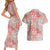 Mele Kalikimaka Hawaii Christmas Couples Matching Short Sleeve Bodycon Dress and Hawaiian Shirt Ulaula Seamless Floral Motif - Polynesian Pride