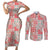 Mele Kalikimaka Hawaii Christmas Couples Matching Short Sleeve Bodycon Dress and Long Sleeve Button Shirt Ulaula Seamless Floral Motif - Polynesian Pride