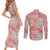 Mele Kalikimaka Hawaii Christmas Couples Matching Short Sleeve Bodycon Dress and Long Sleeve Button Shirt Ulaula Seamless Floral Motif - Polynesian Pride